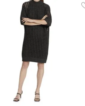 New $5395 Brunello Cucinelli Cashmere Cable Knit Sweater Dress Charcoal Size S