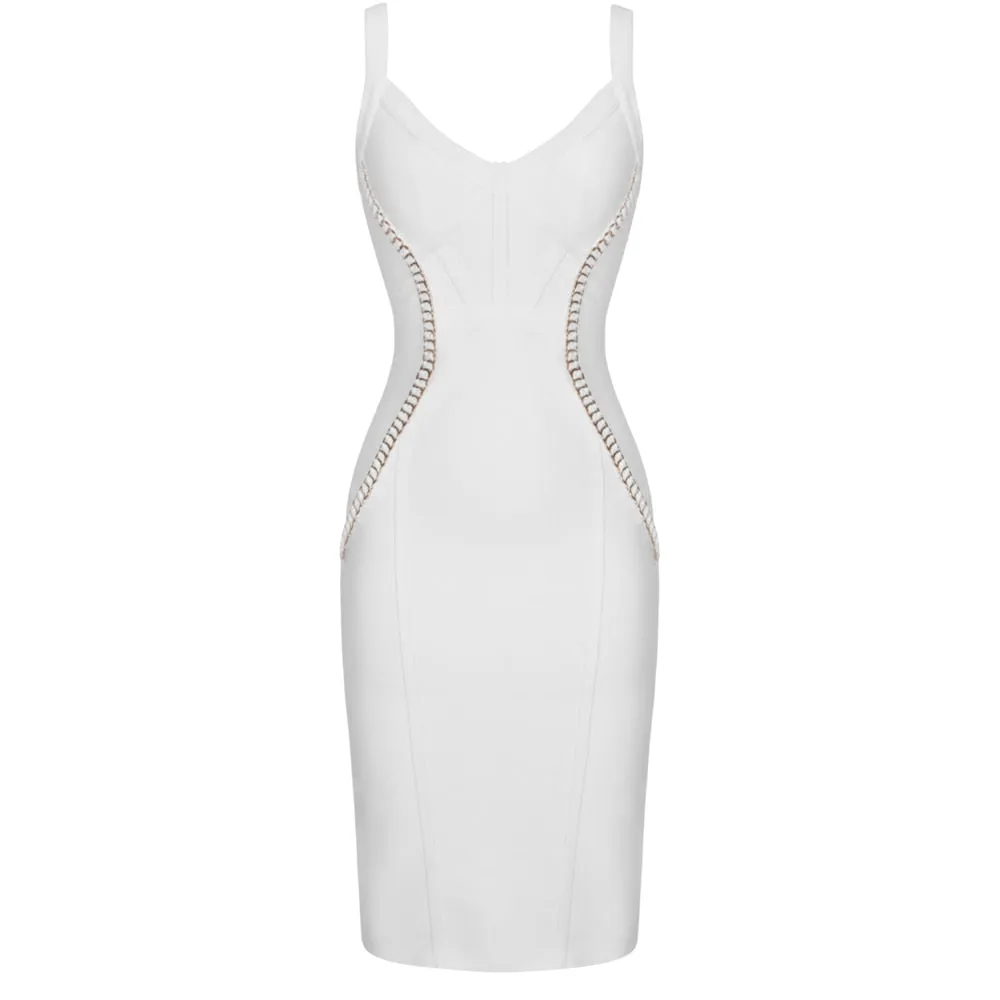 Ocstrade Vestido Bandage  New Arrival Chain Embellished Women White Bandage Dress Bodycon Celebrity Evening Club Party Dress