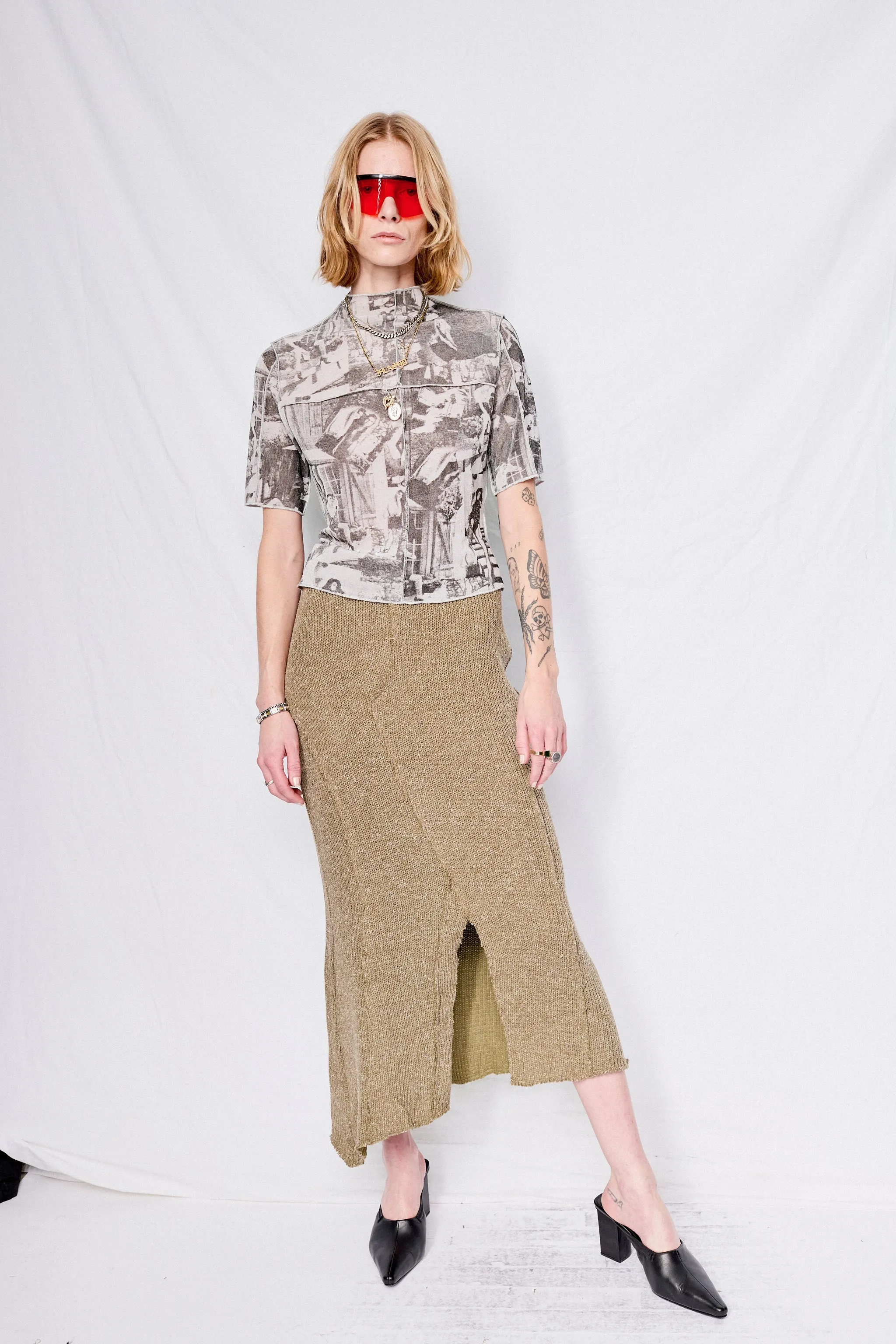Olive Mermaid Knit Skirt