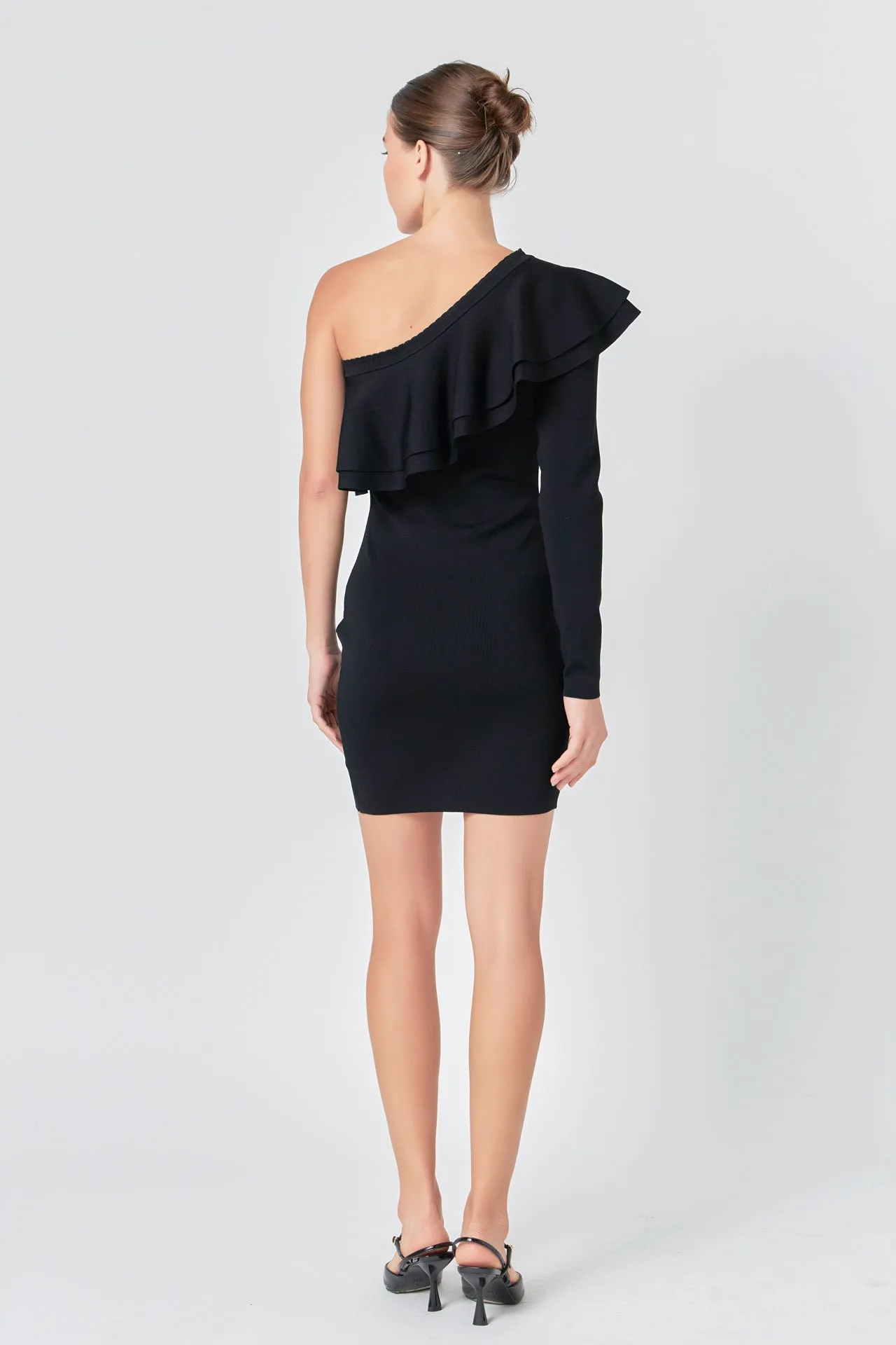 One Shoulder Knitted Mini Dress