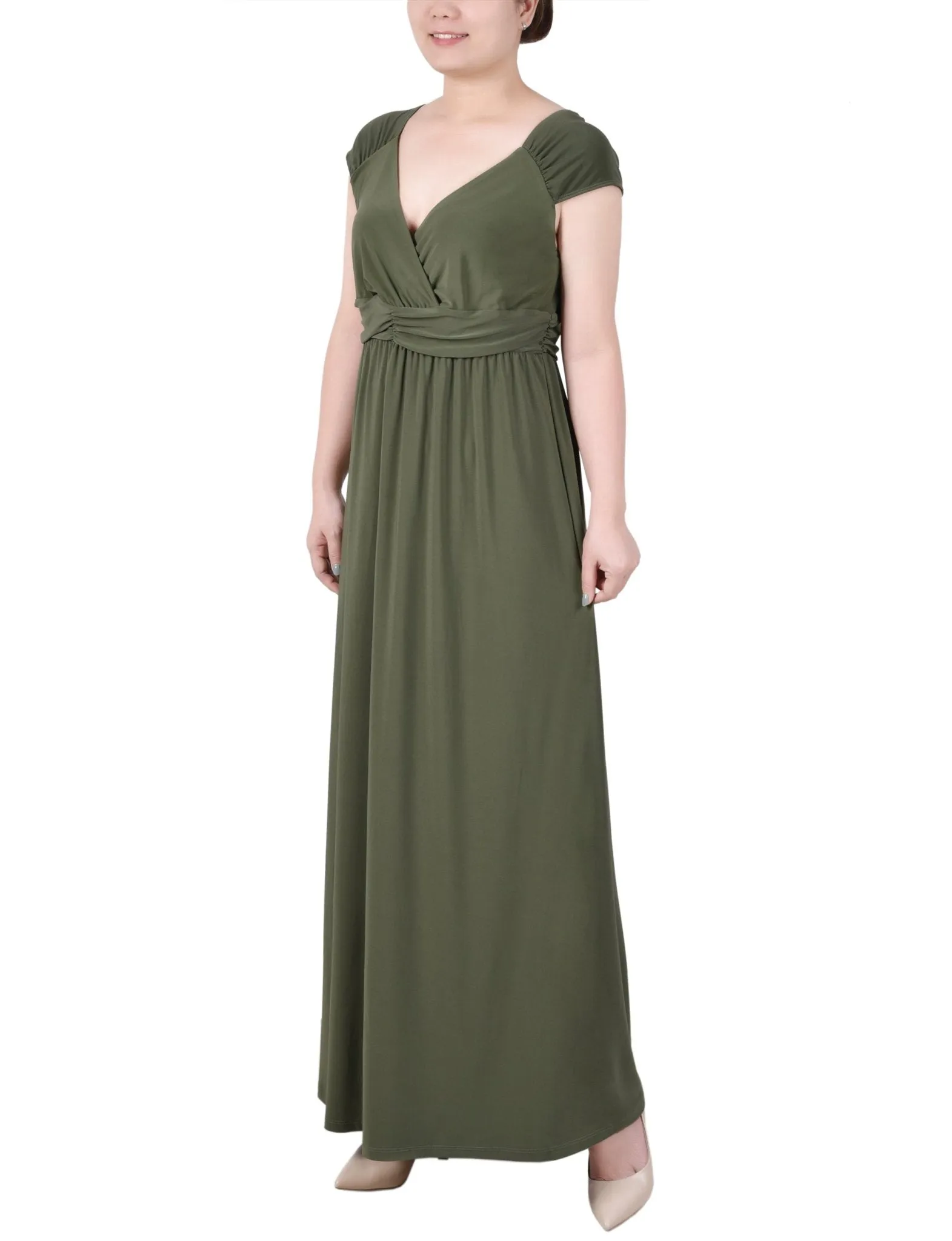 Ruched Empire-Waist Maxi Dress - Petite