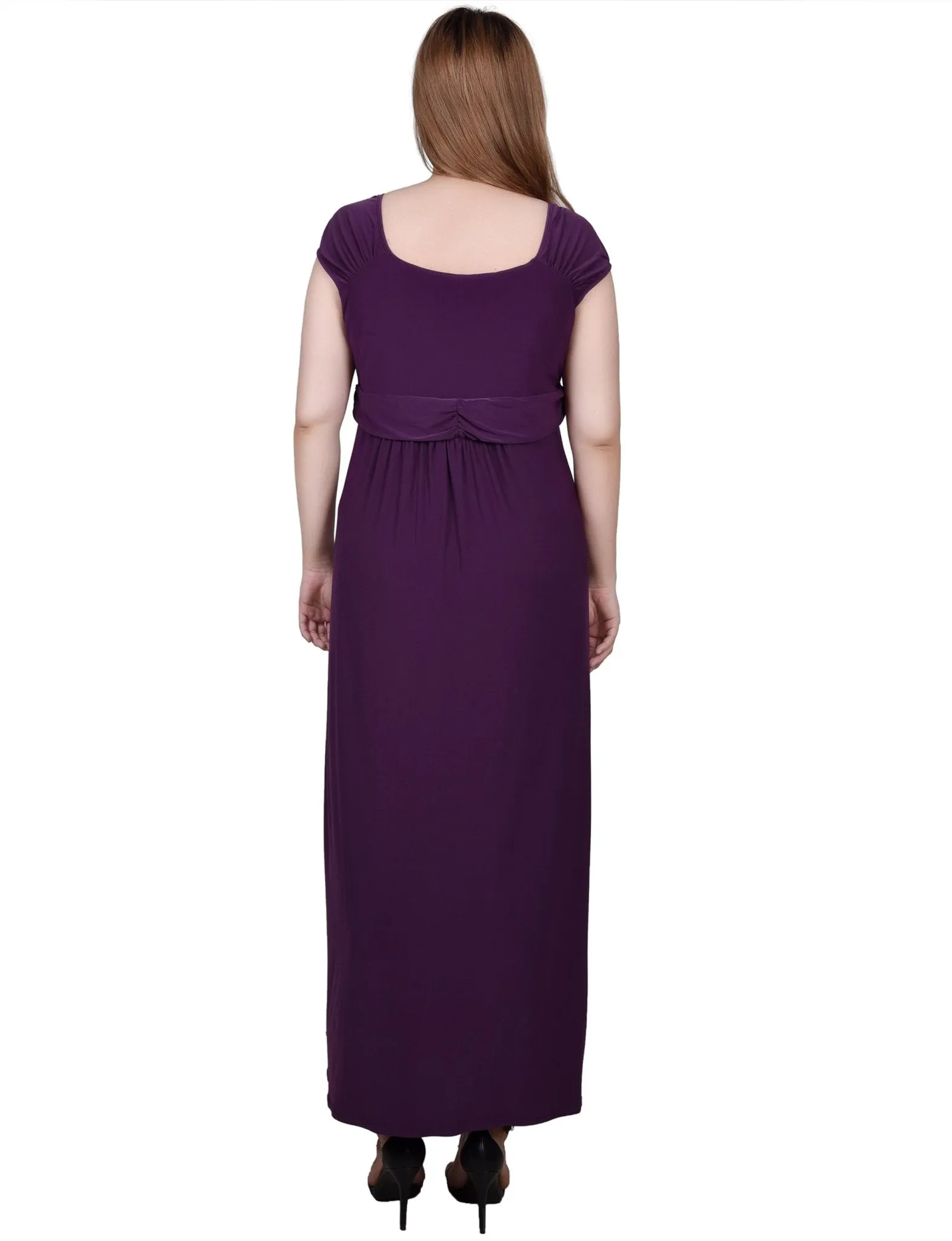 Ruched Empire-Waist Maxi Dress