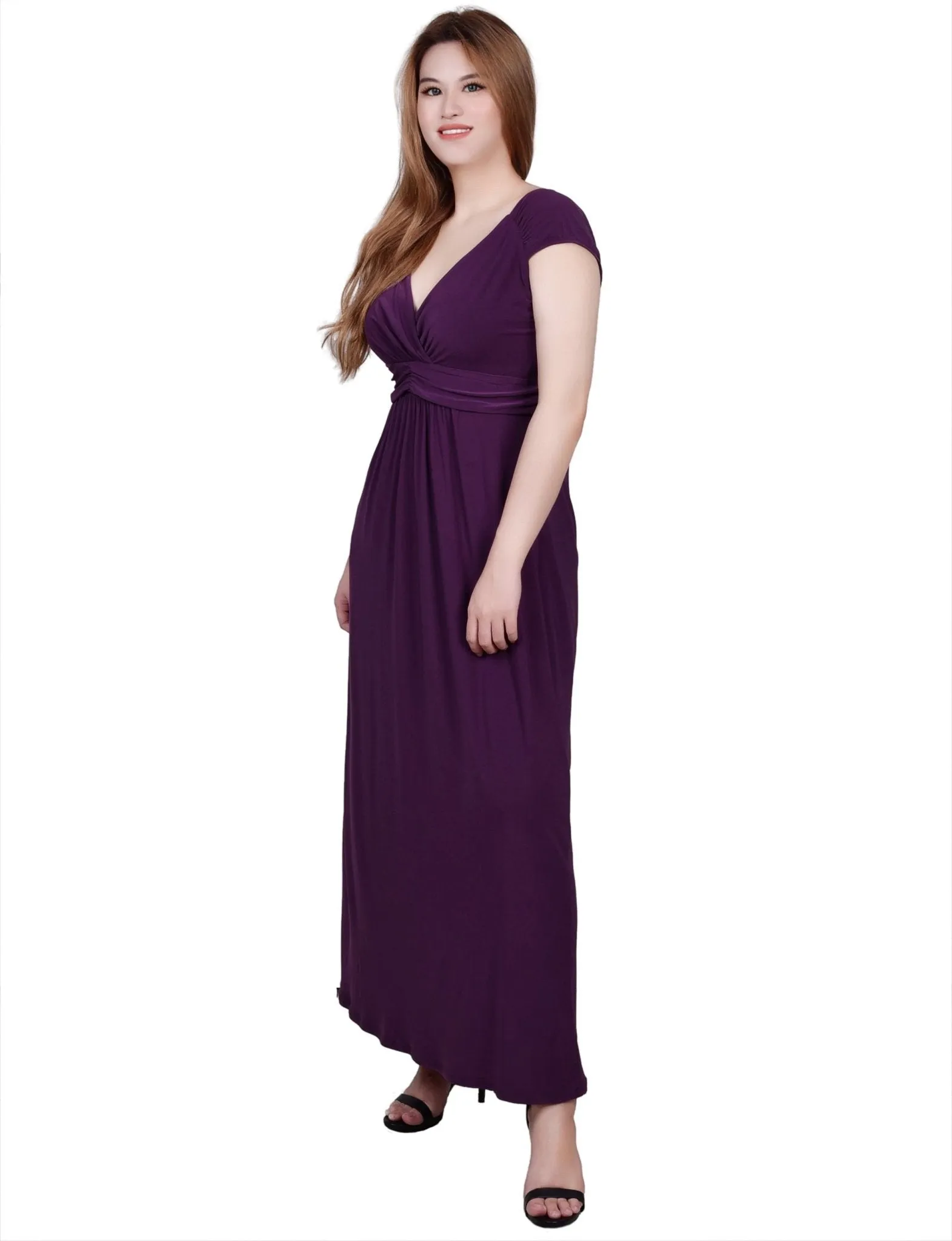 Ruched Empire-Waist Maxi Dress