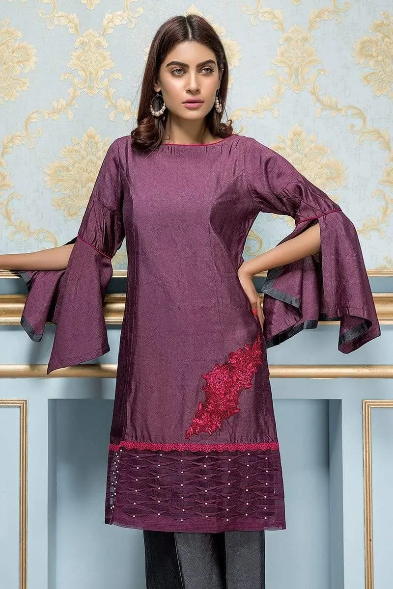 Sadia Aamir - Purple And Charcoal Flora - SA-LP08 - Khaddi Cotton - 1 Piece