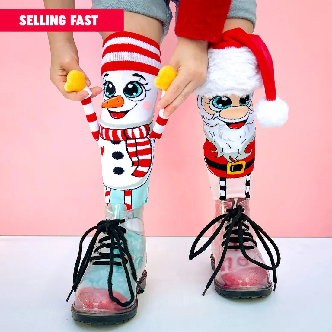 Santa and Snowman Knee High Christmas Socks