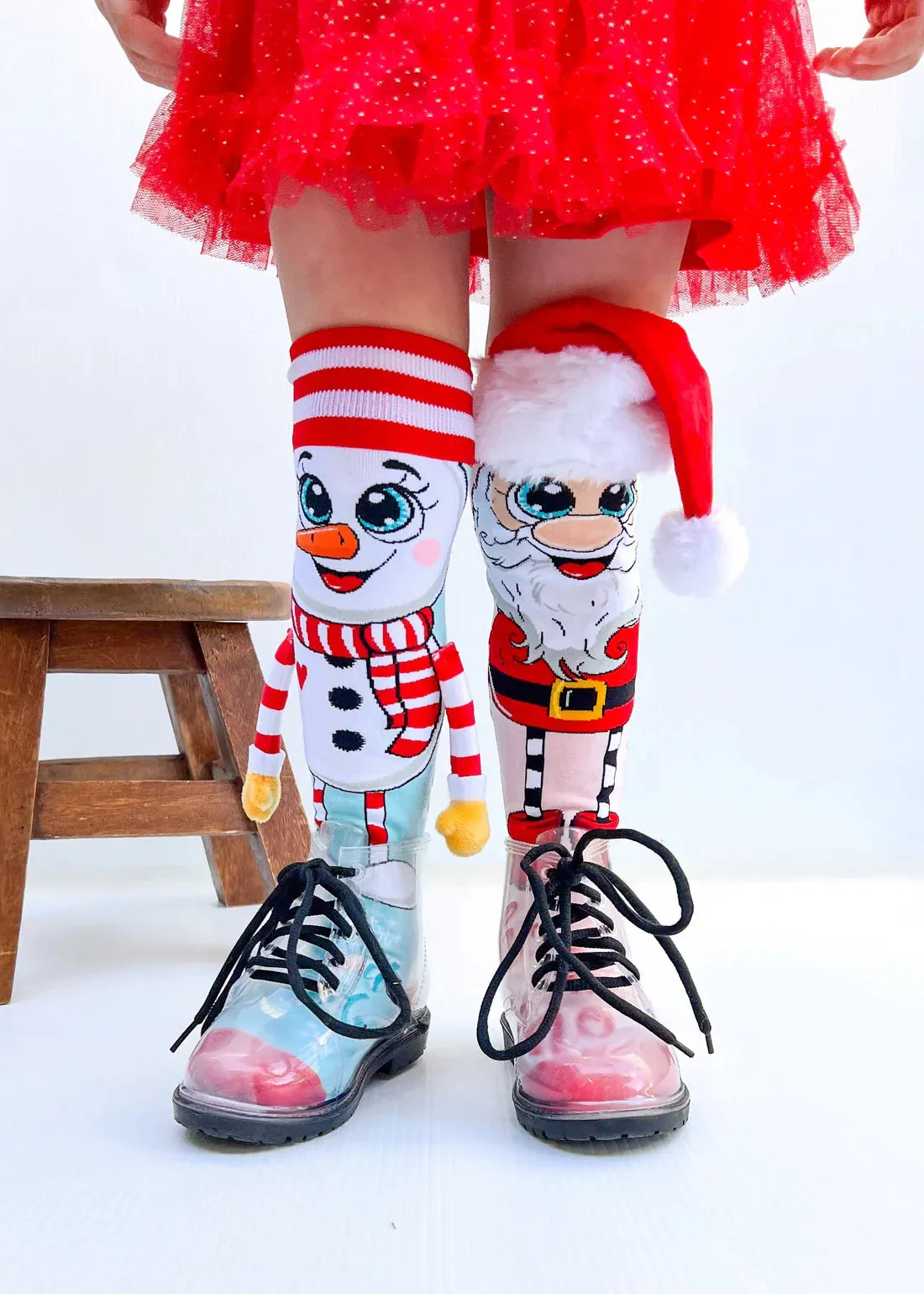 Santa and Snowman Knee High Christmas Socks