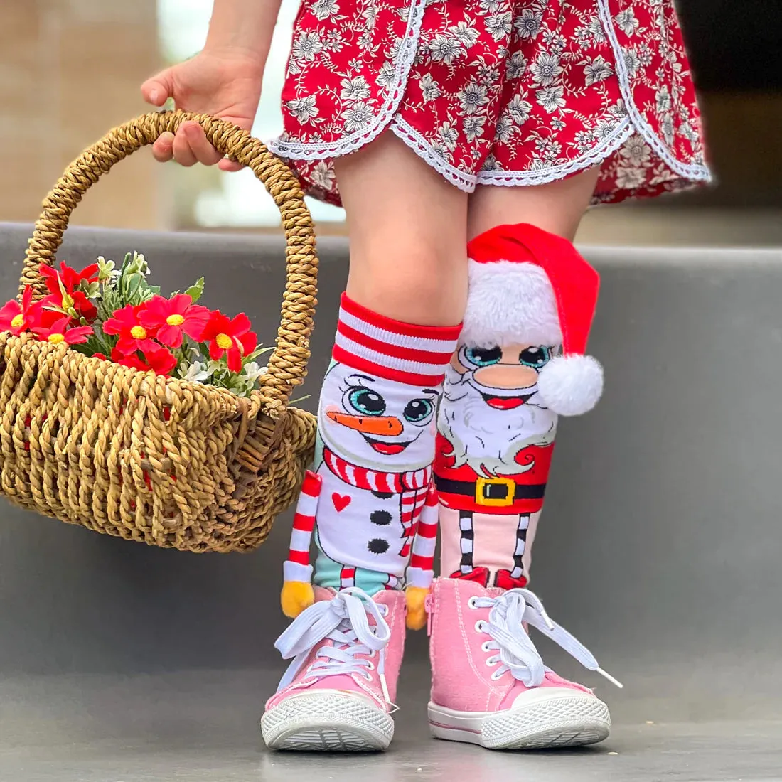 Santa and Snowman Knee High Christmas Socks