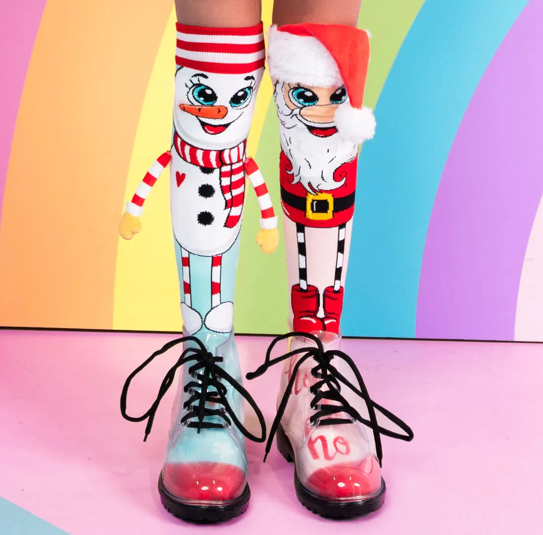 Santa and Snowman Knee High Christmas Socks