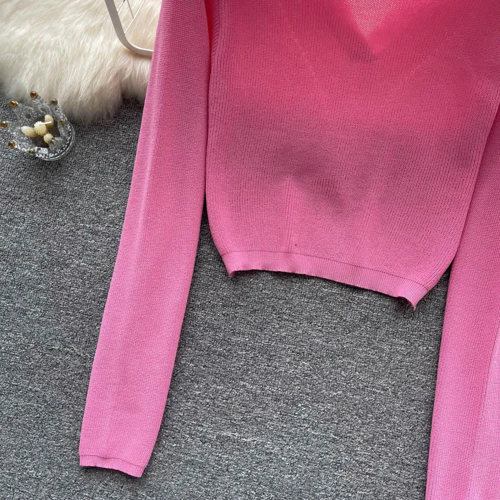 Solid Color Polo Collar Sweater