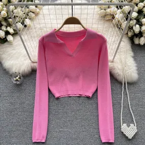 Solid Color Polo Collar Sweater