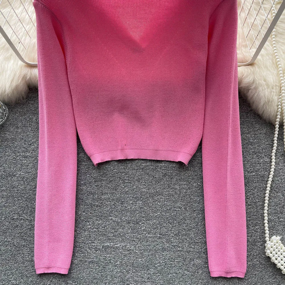 Solid Color Polo Collar Sweater