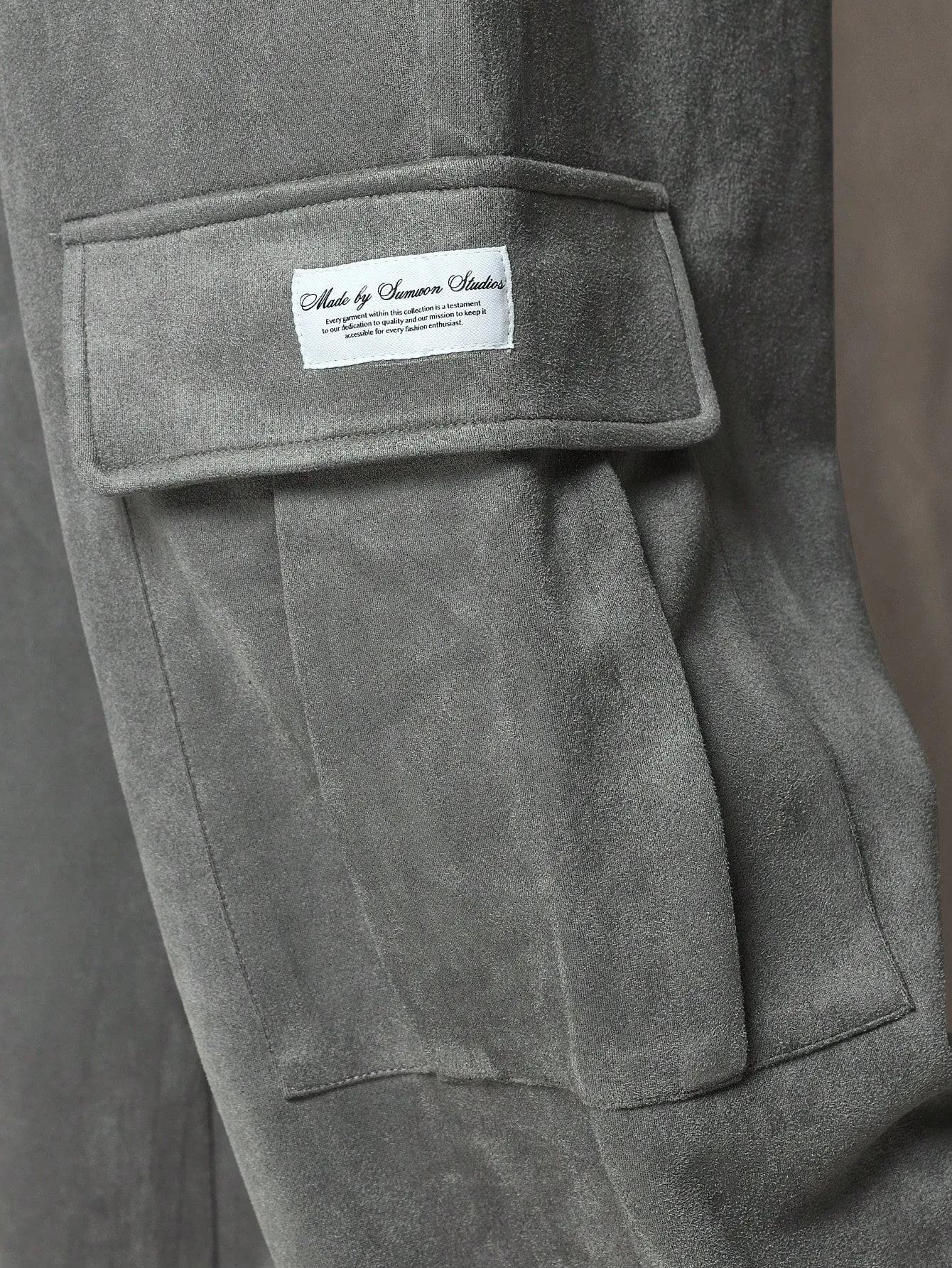 Suedette Straight Fit Cargo Sweatpants