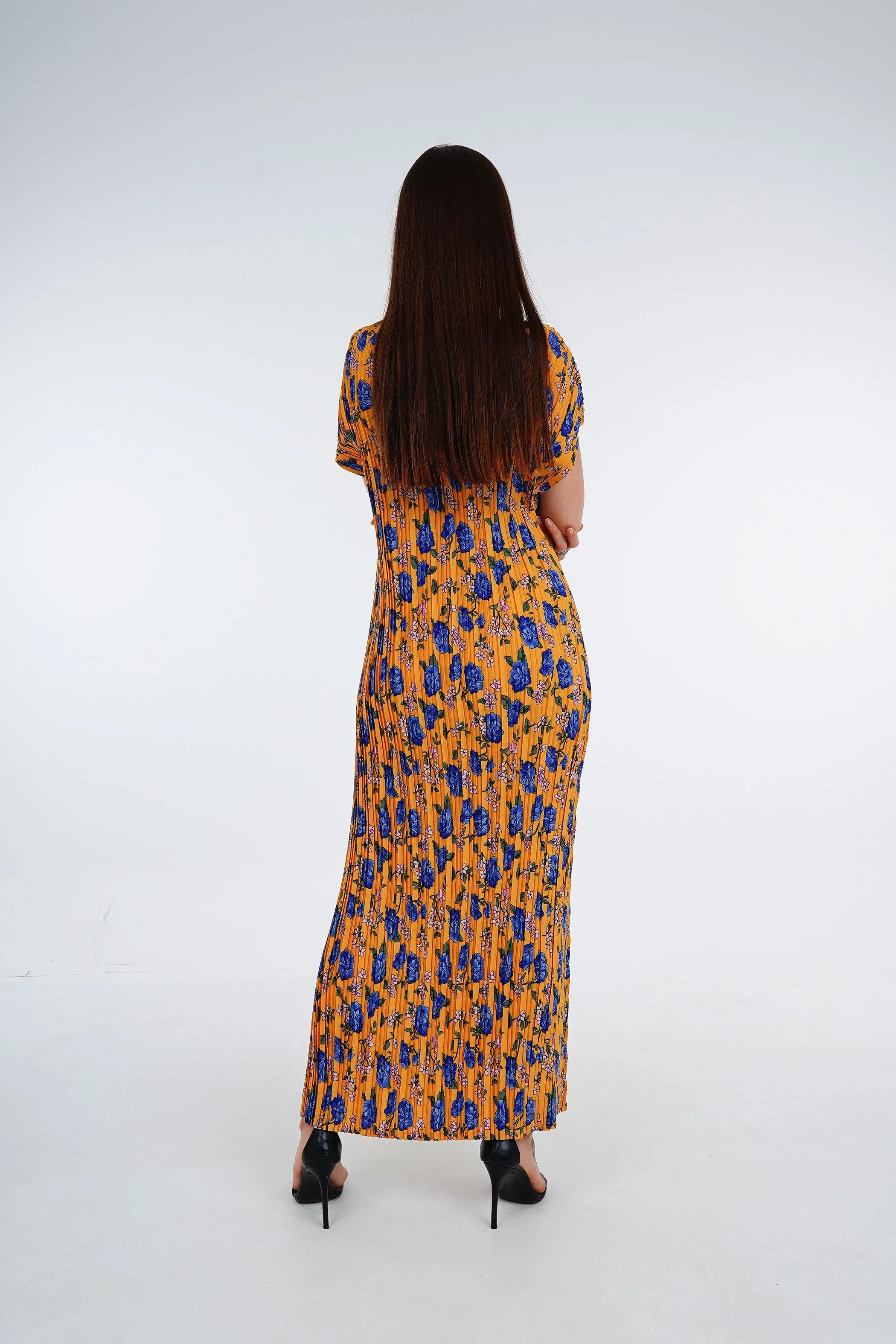 [Summer]Doreen Pleated Cap Sleeve Floral Dress