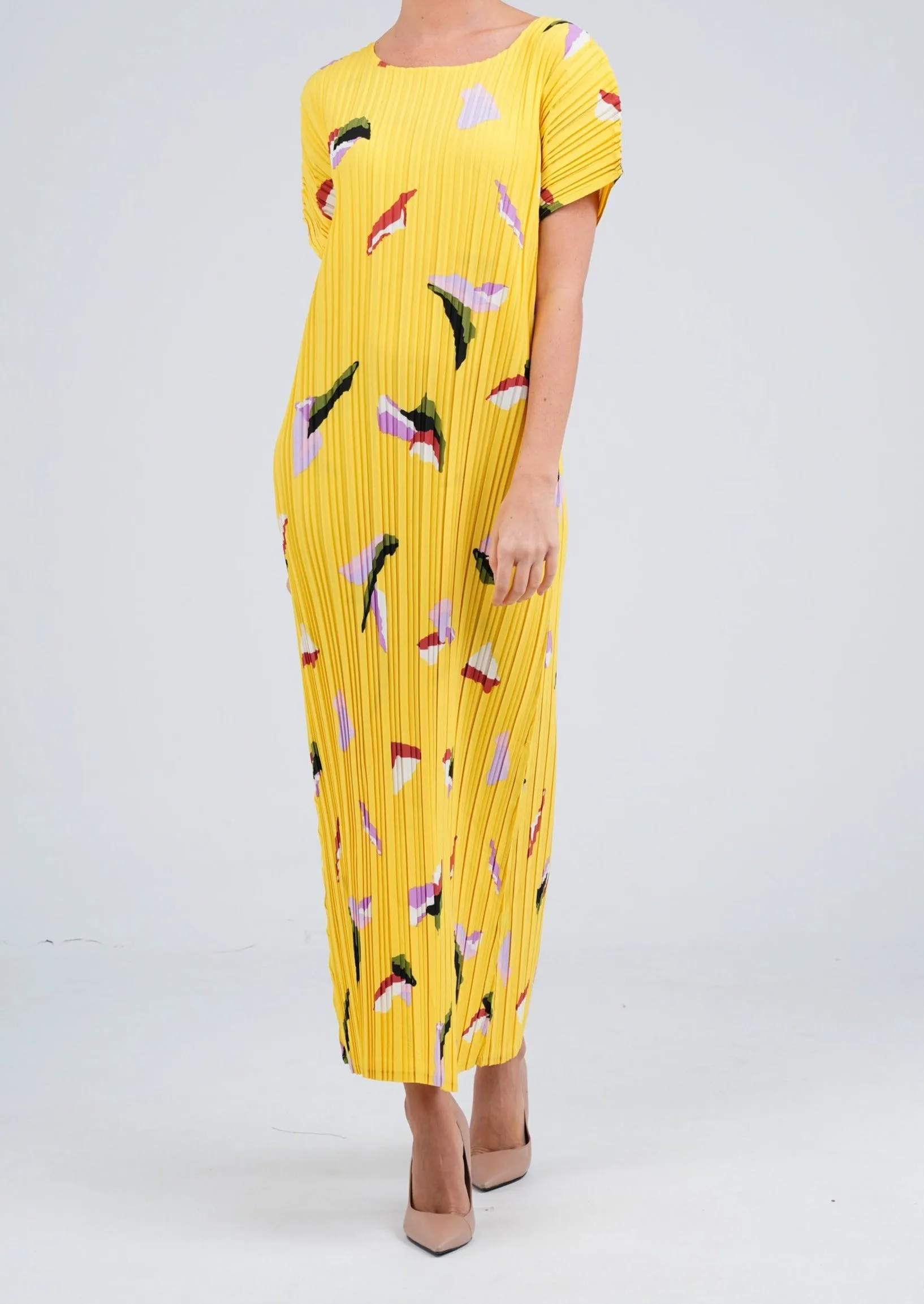 [Summer]Doreen Pleated Cap Sleeve Floral Dress