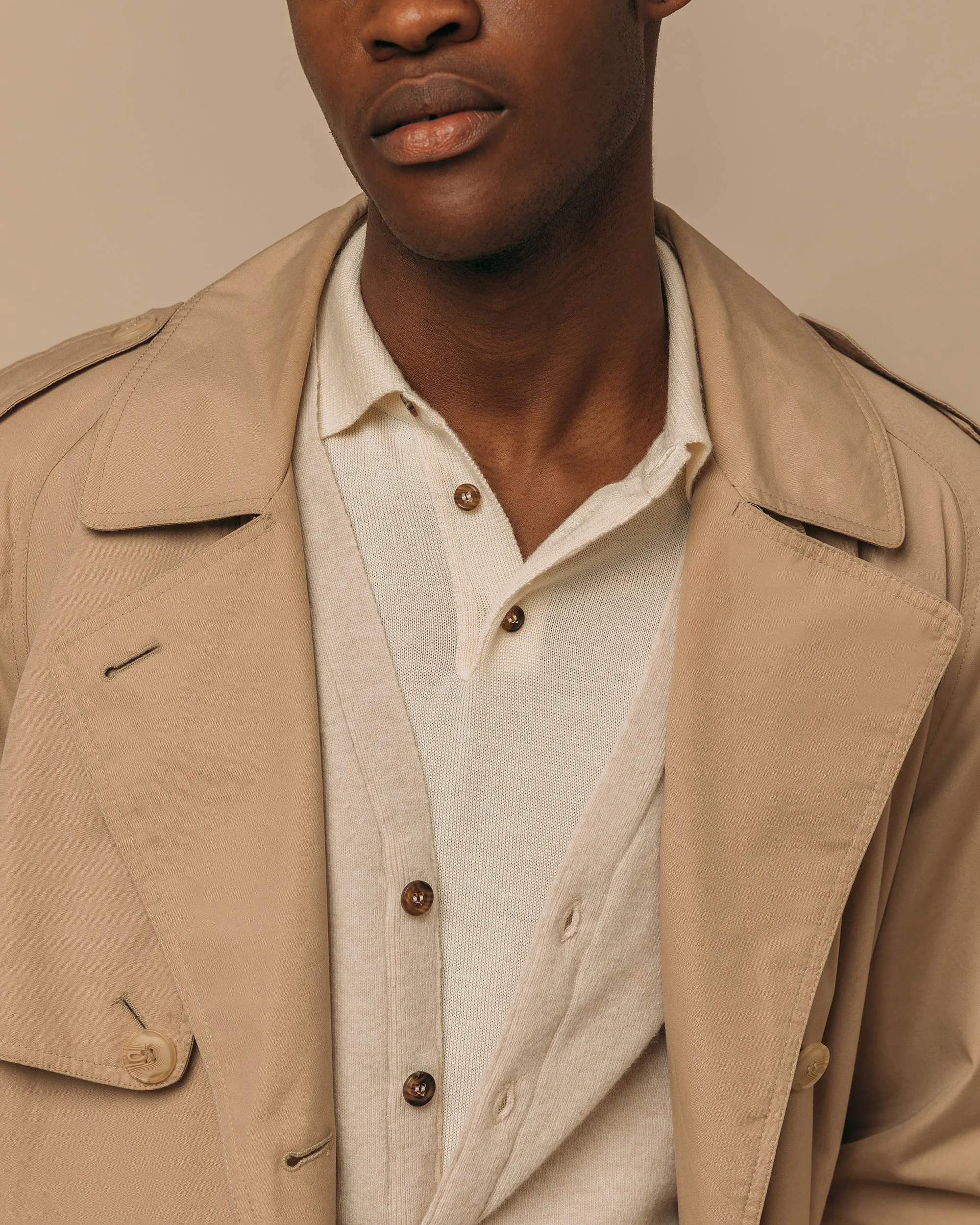 Superfine lambswool tennis cardigan in oatmeal