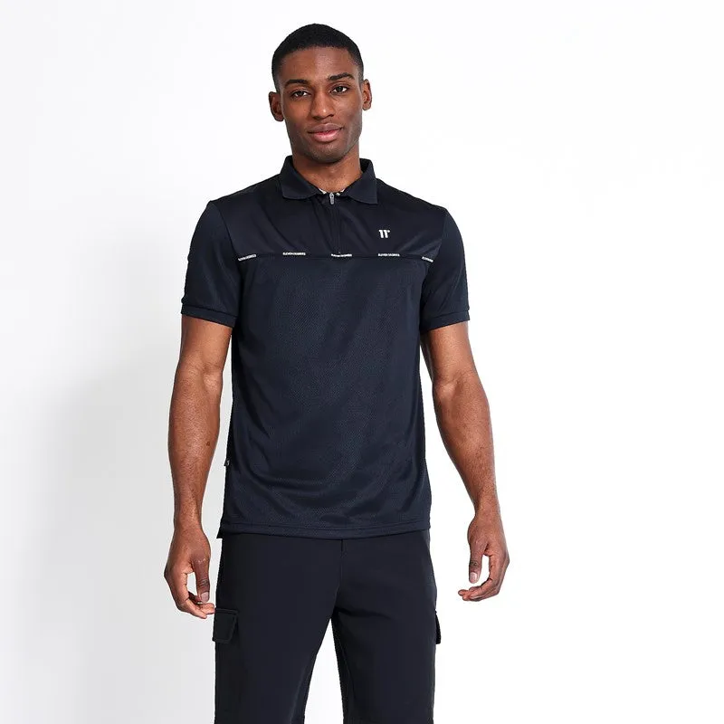 Taped Zip Golf Polo - Black