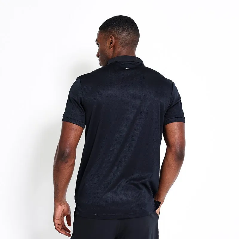 Taped Zip Golf Polo - Black