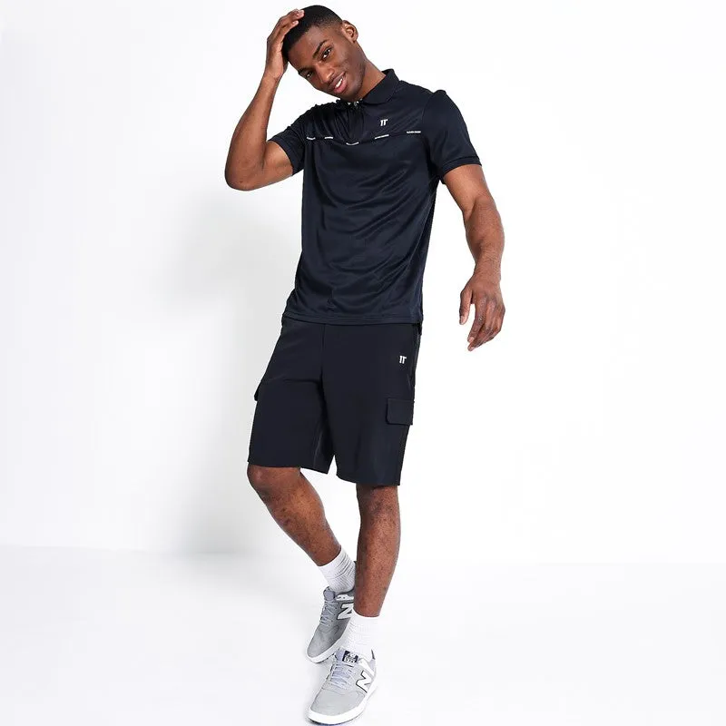 Taped Zip Golf Polo - Black