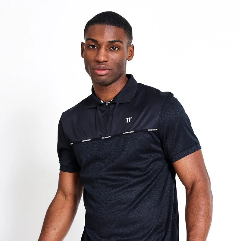 Taped Zip Golf Polo - Black