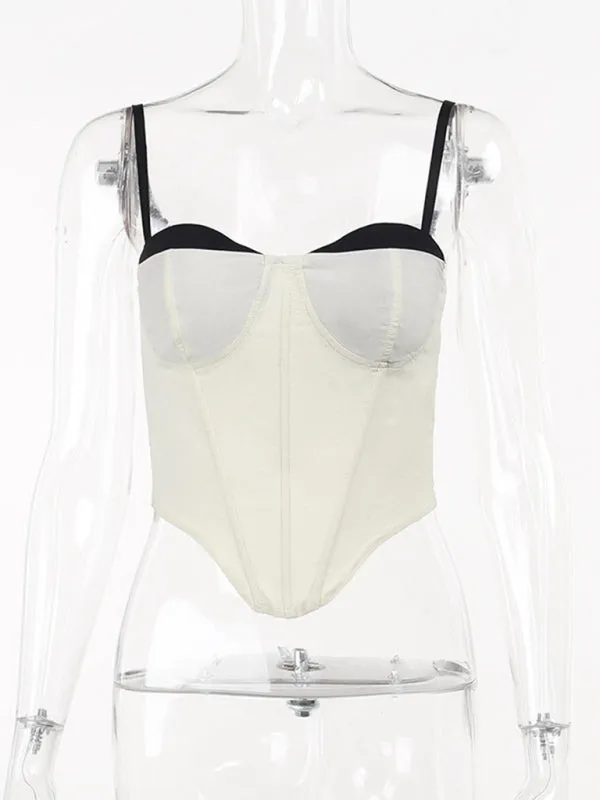 TEEK - White Contrasting Edge Camisole Top
