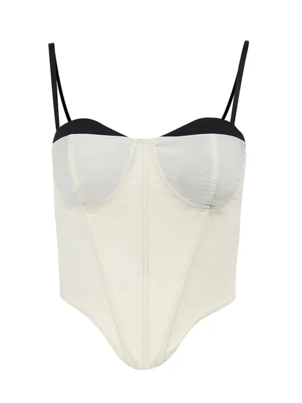 TEEK - White Contrasting Edge Camisole Top