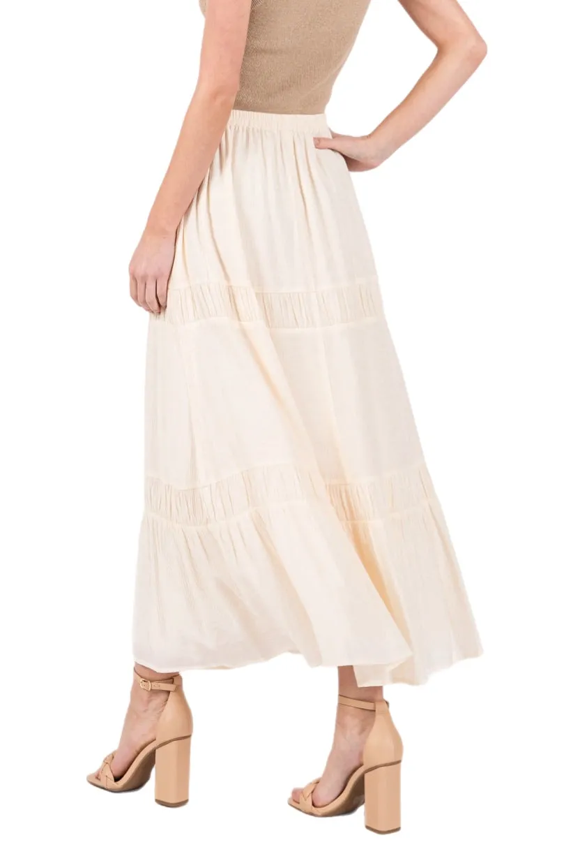 Tiered Silhouette Maxi Skirt in Cream 0486