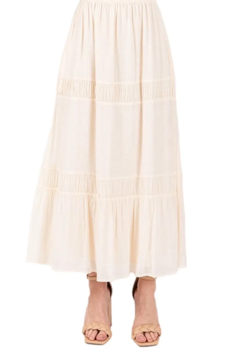 Tiered Silhouette Maxi Skirt in Cream 0486