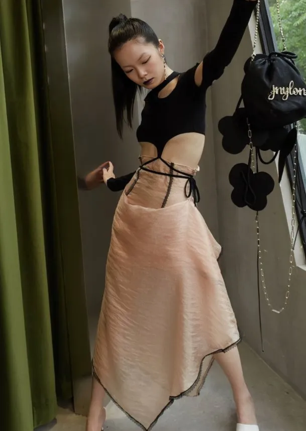 TRANSPARENT IRREGULAR HIGH WAIST SKIRT