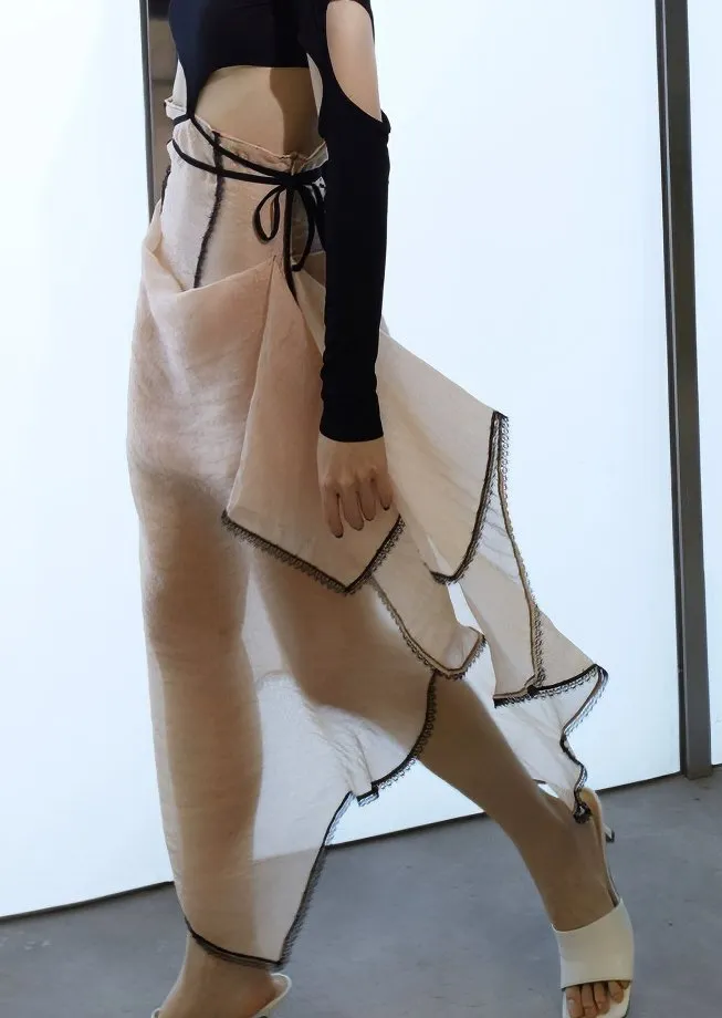 TRANSPARENT IRREGULAR HIGH WAIST SKIRT