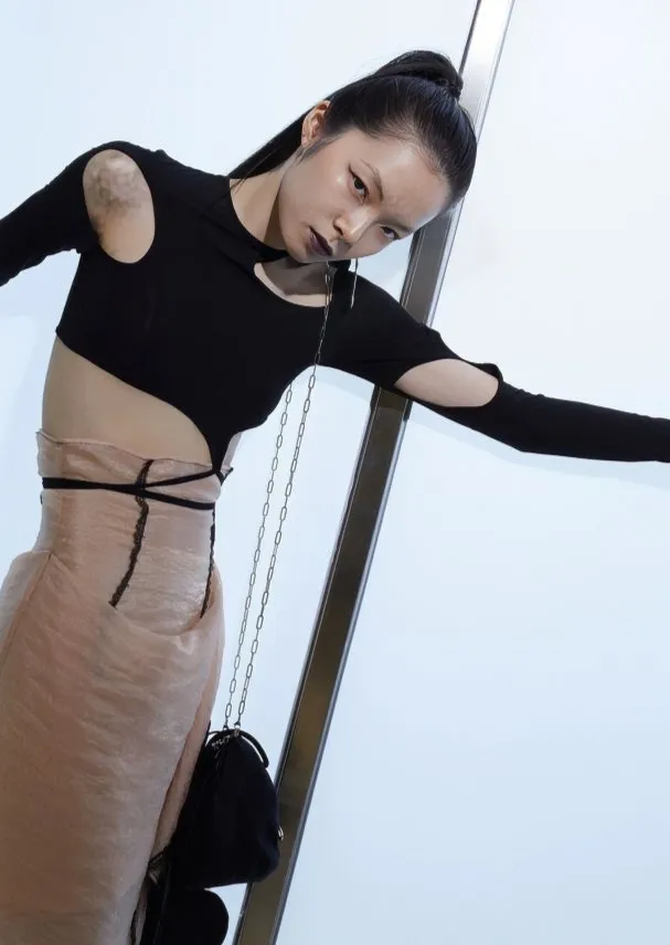 TRANSPARENT IRREGULAR HIGH WAIST SKIRT