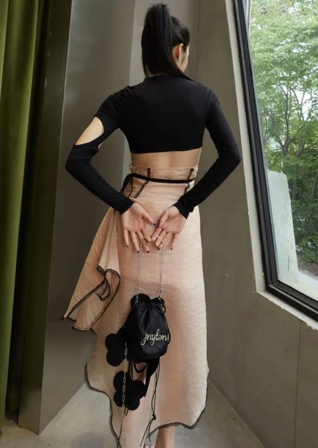 TRANSPARENT IRREGULAR HIGH WAIST SKIRT