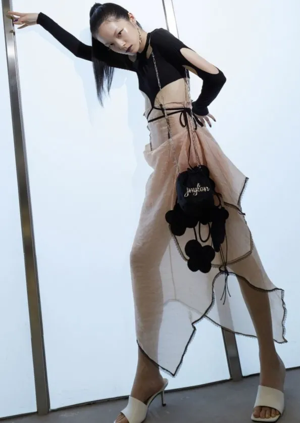 TRANSPARENT IRREGULAR HIGH WAIST SKIRT