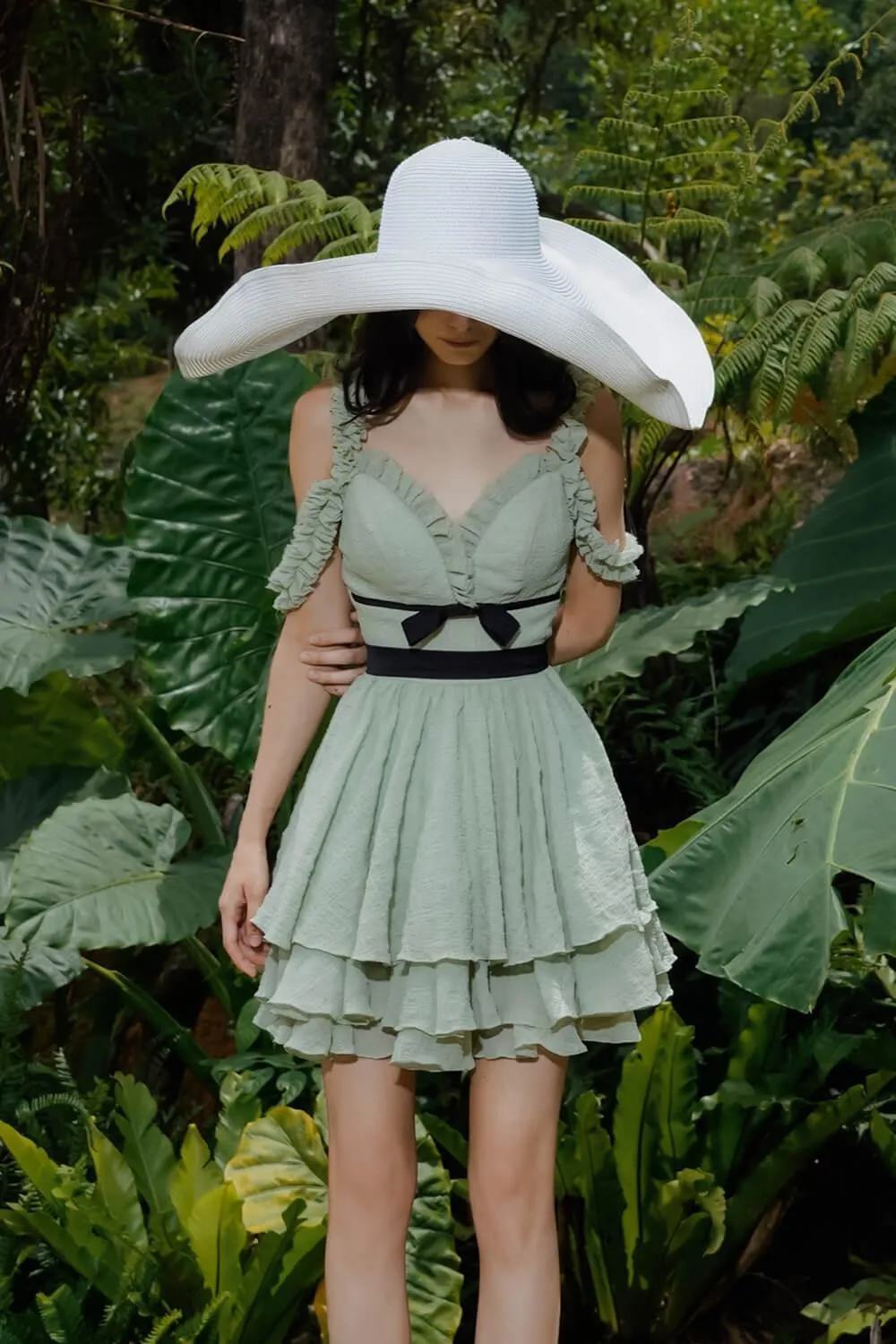 Vine Bouffont Heart Neck Foam Mini Dress