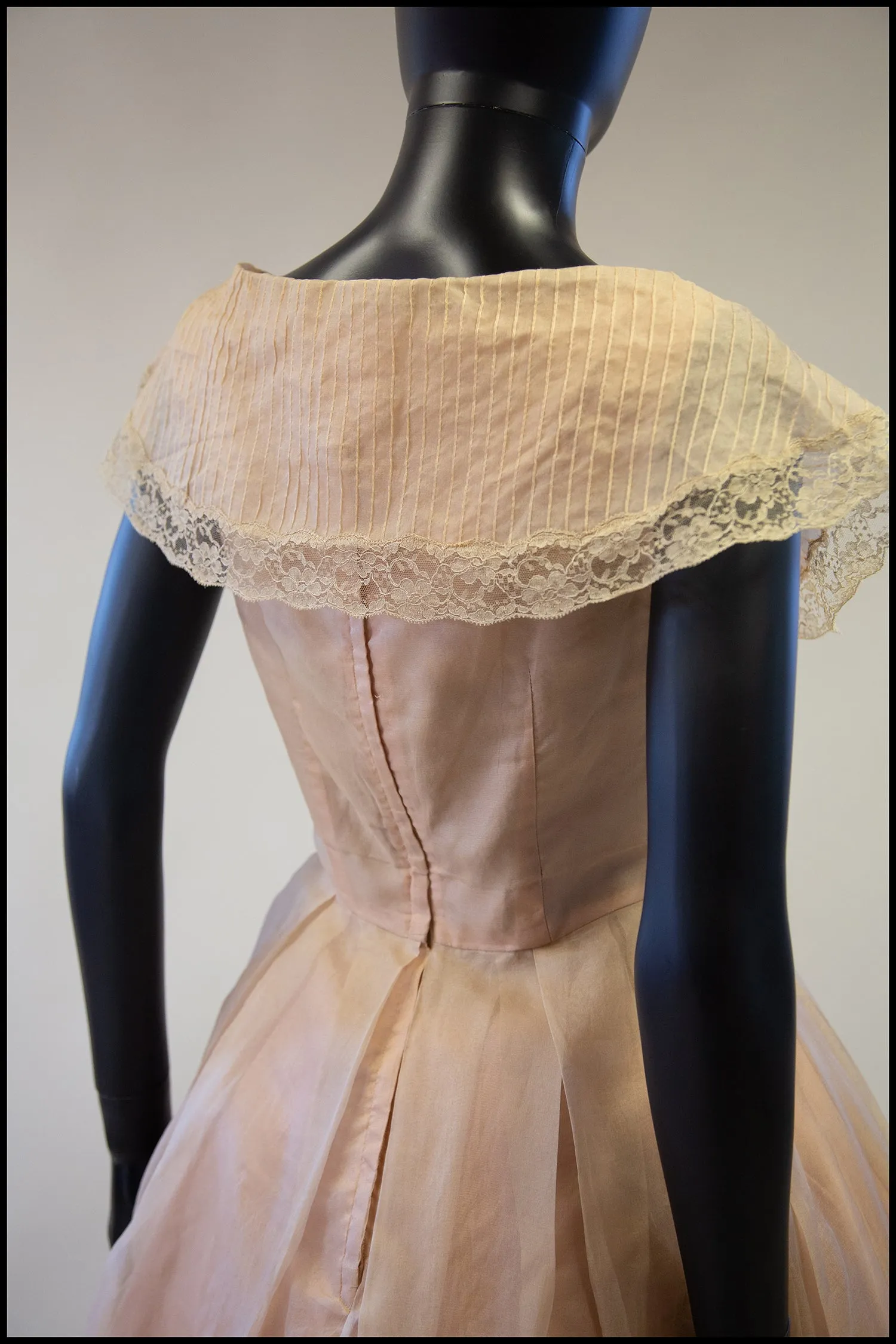 Vintage 1950s Blush Silk Organdie Dress