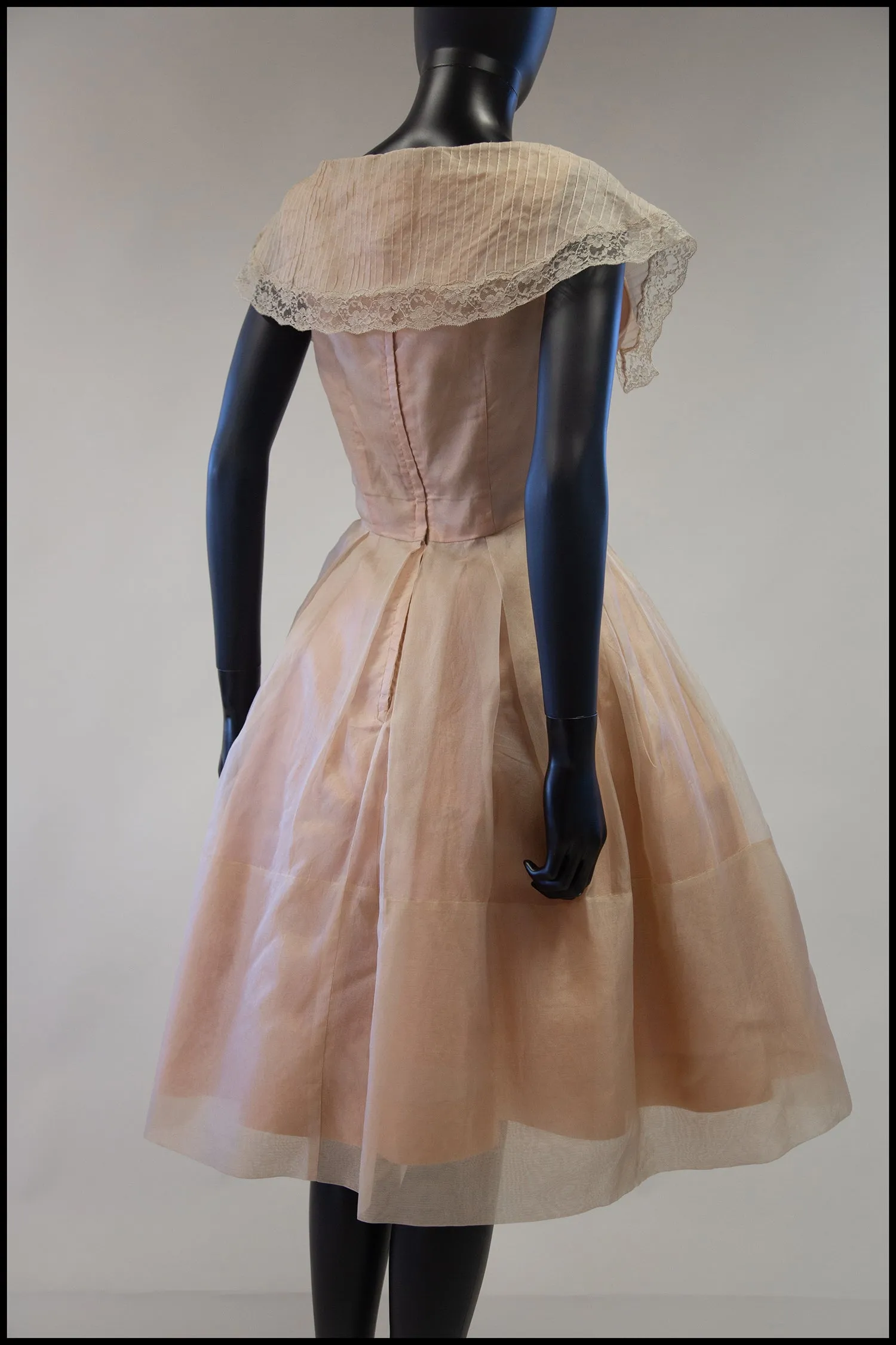 Vintage 1950s Blush Silk Organdie Dress