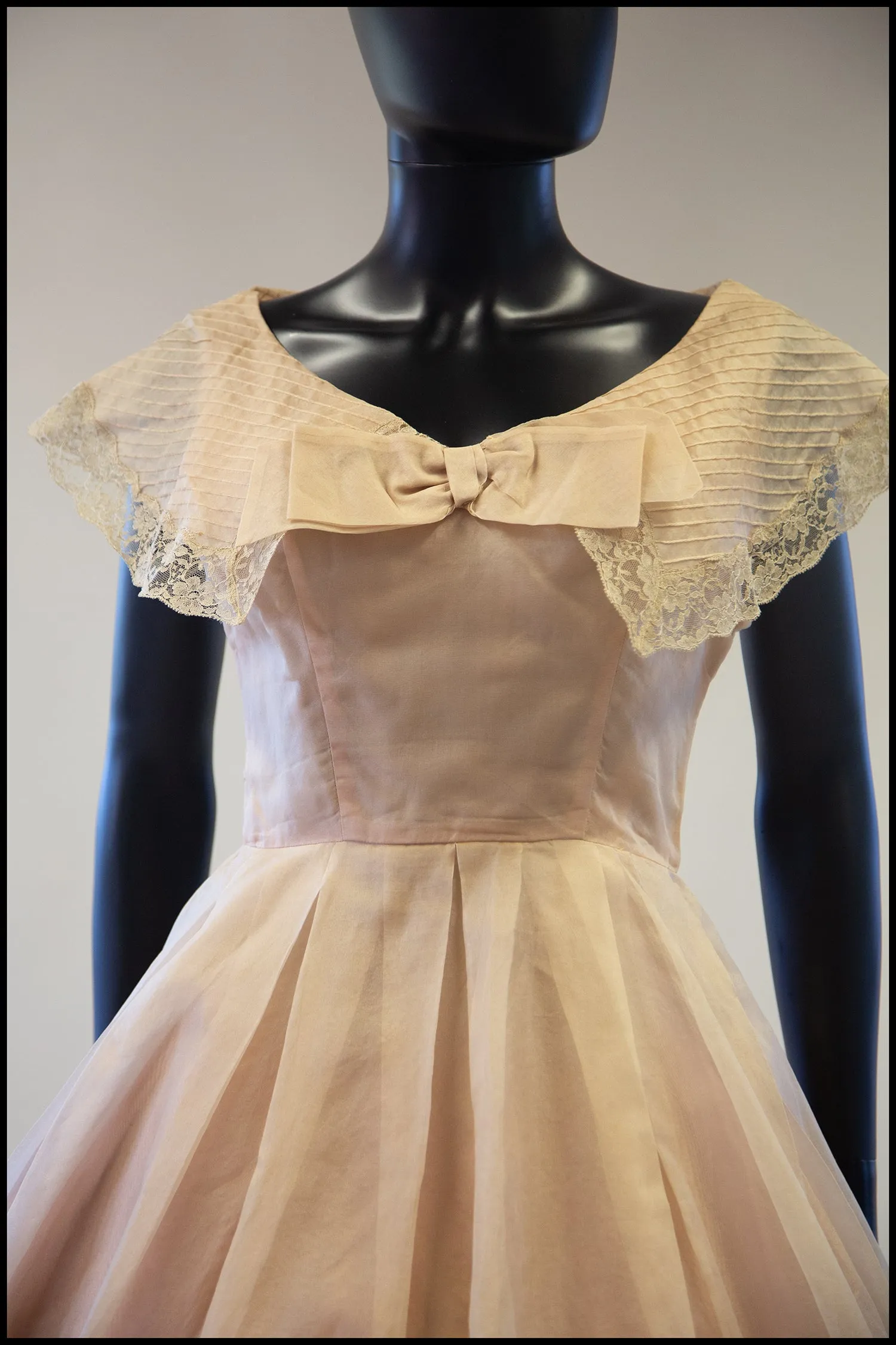 Vintage 1950s Blush Silk Organdie Dress