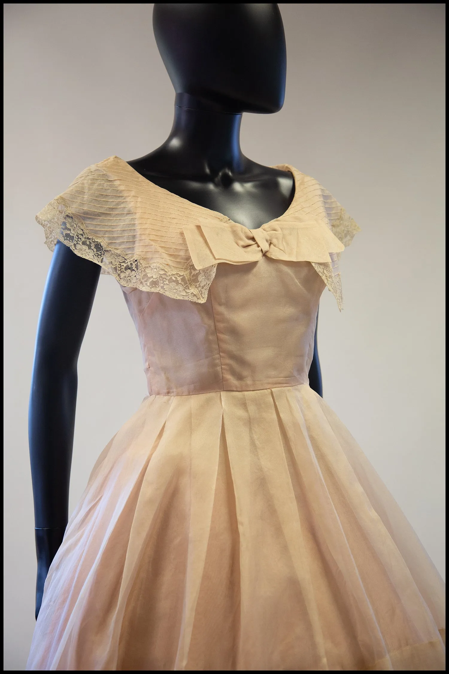 Vintage 1950s Blush Silk Organdie Dress
