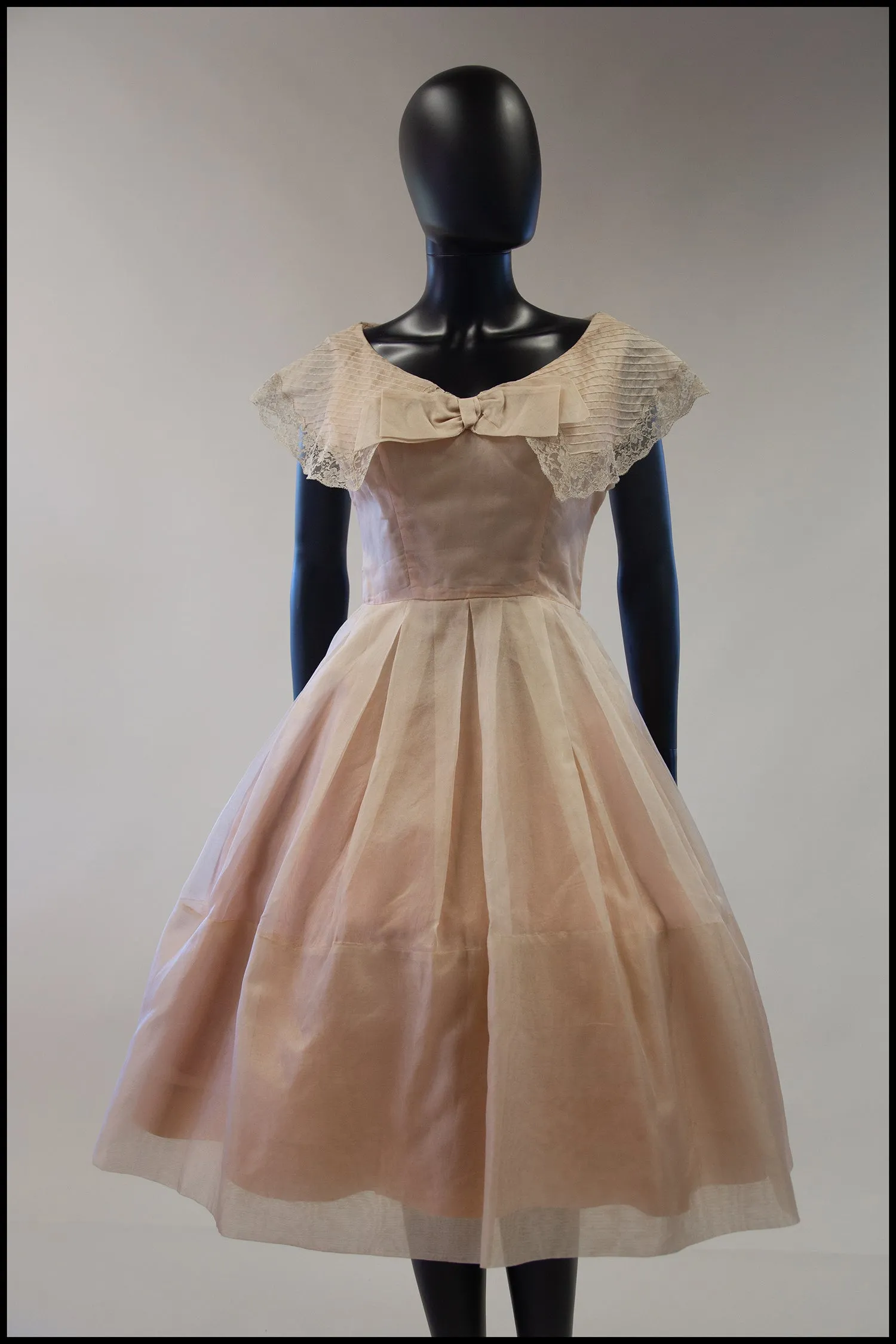 Vintage 1950s Blush Silk Organdie Dress