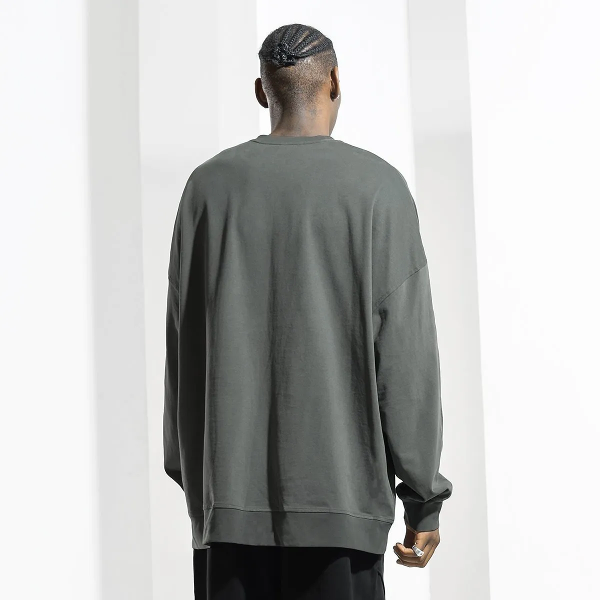 Vintage Essential Logo-detail Charcoal Cotton Sweater