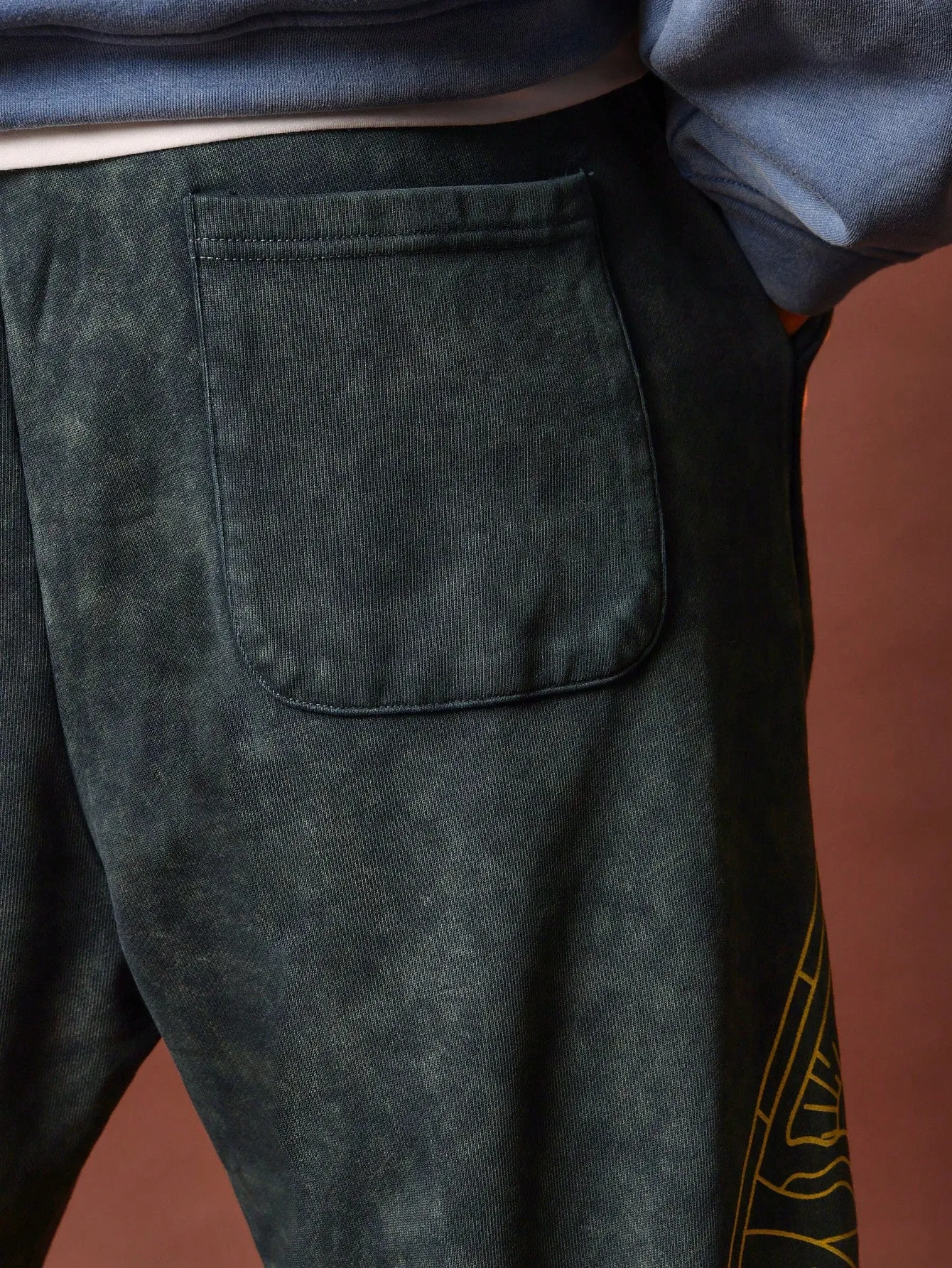 Washed Drop Crotch Graphic Printed Sweatpants