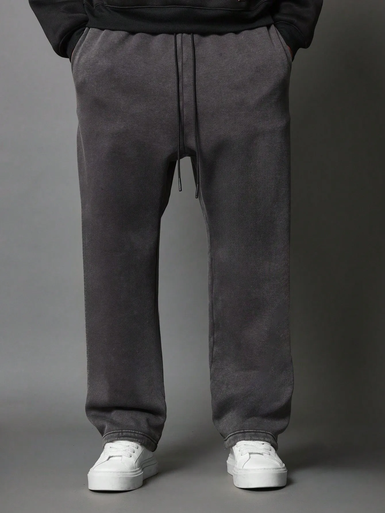 Washed Drop Crotch Sweatpants With Drawcords