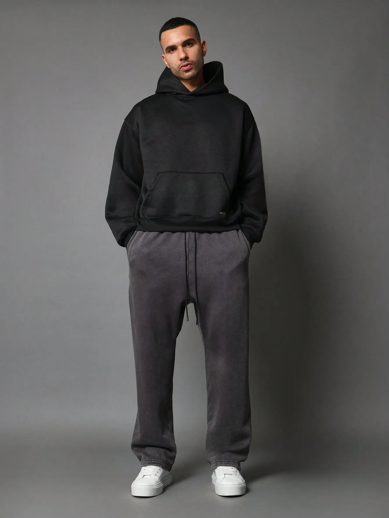 Washed Drop Crotch Sweatpants With Drawcords