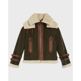 Women Wmo-Sadiech-Faux Fur Aviator Jacket - Khaki