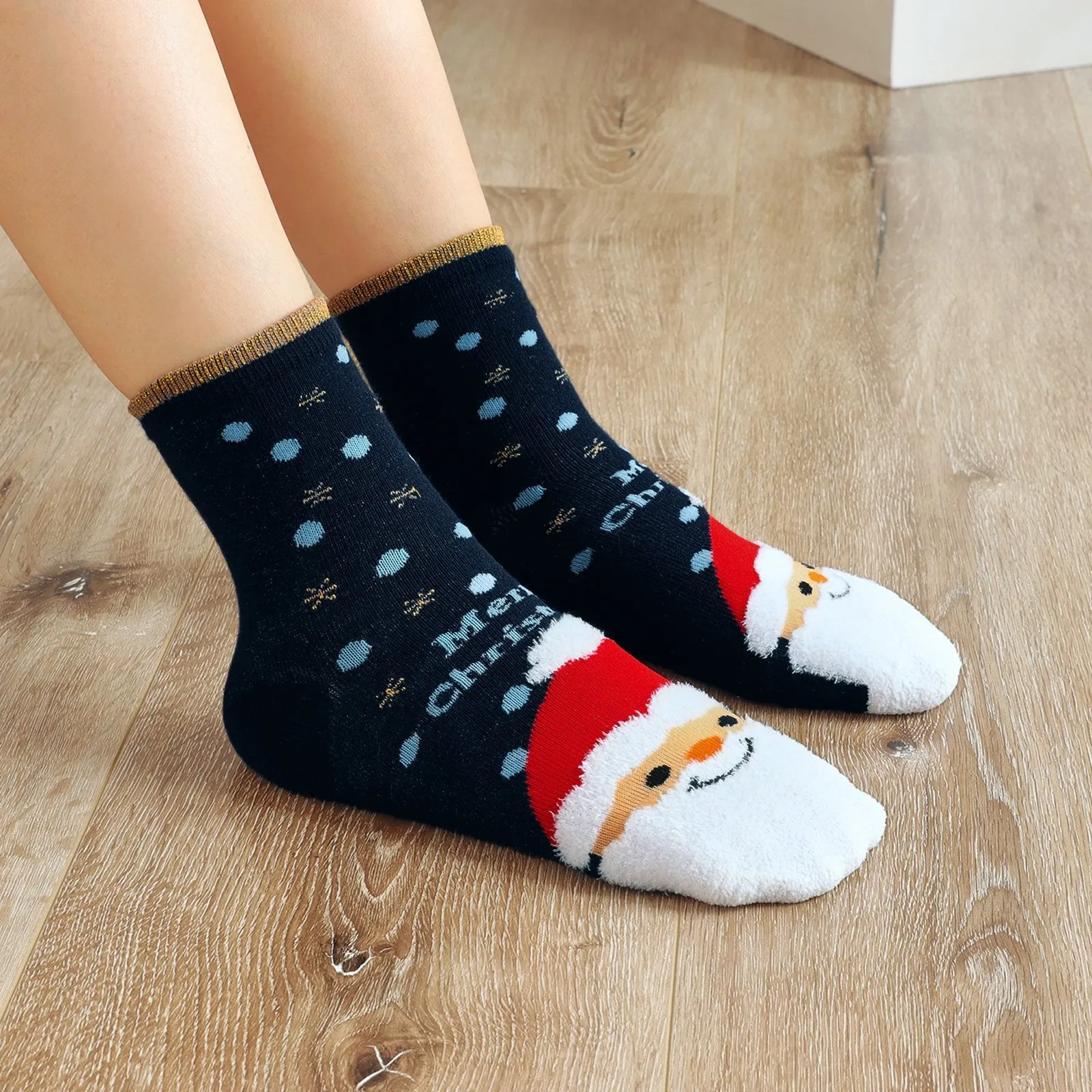 ZFSOCK 5 Pairs of Premium Quality Christmas Crew Socks for Women