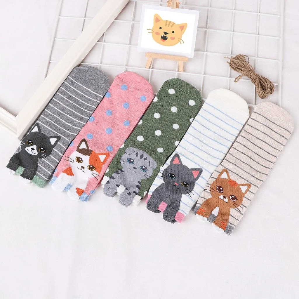 ZFSOCK Cute Cat Design Socks for Women Gift Ideas for Women, 5 Pairs