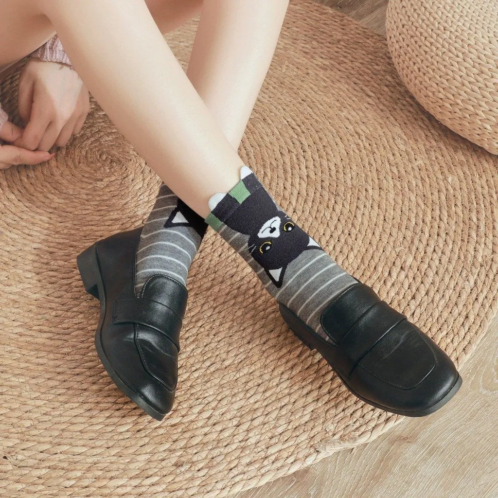 ZFSOCK Cute Cat Design Socks for Women Gift Ideas for Women, 5 Pairs